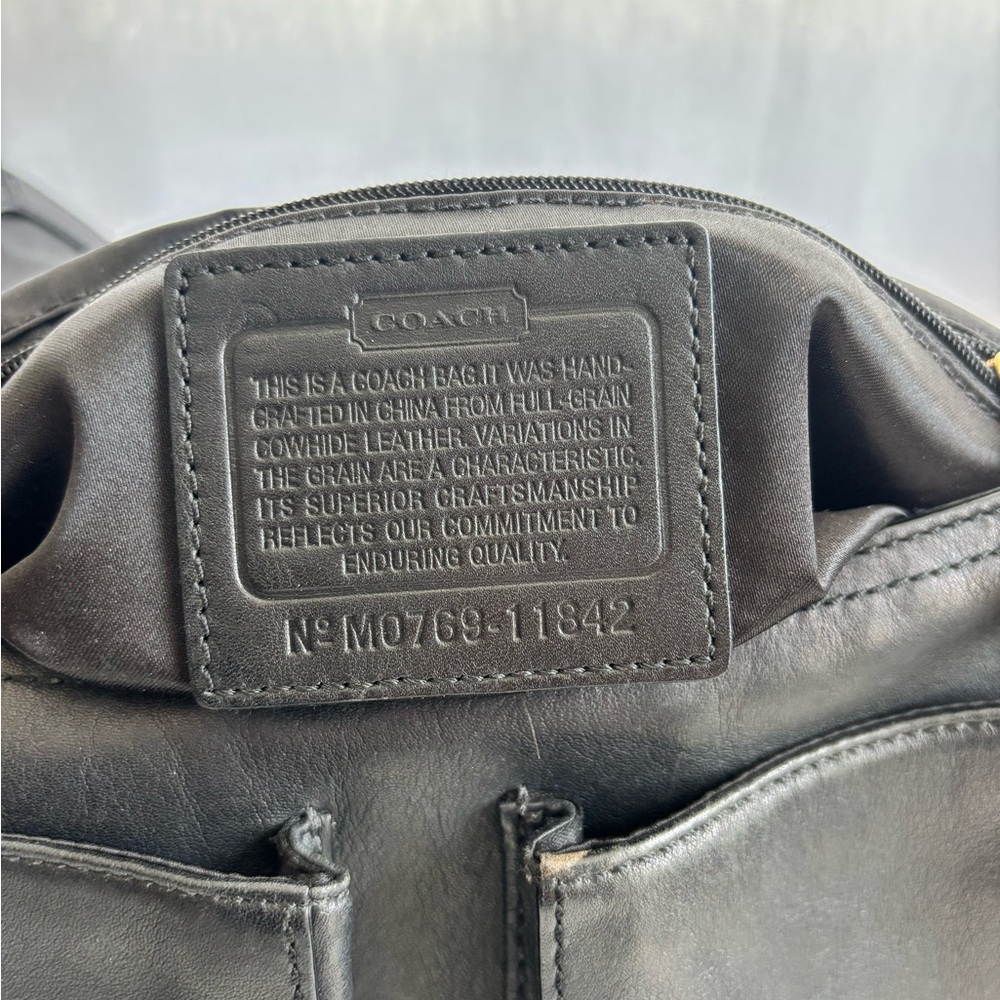 Coach Black Leather Shoulder Bag with Gold-Tone Buckle - Picture 2 of 5